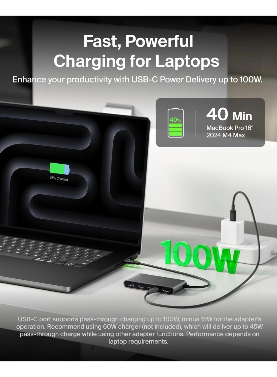 5-In-1 USB-C Multiport Hub Adapter - 4K 60Hz 100W PD