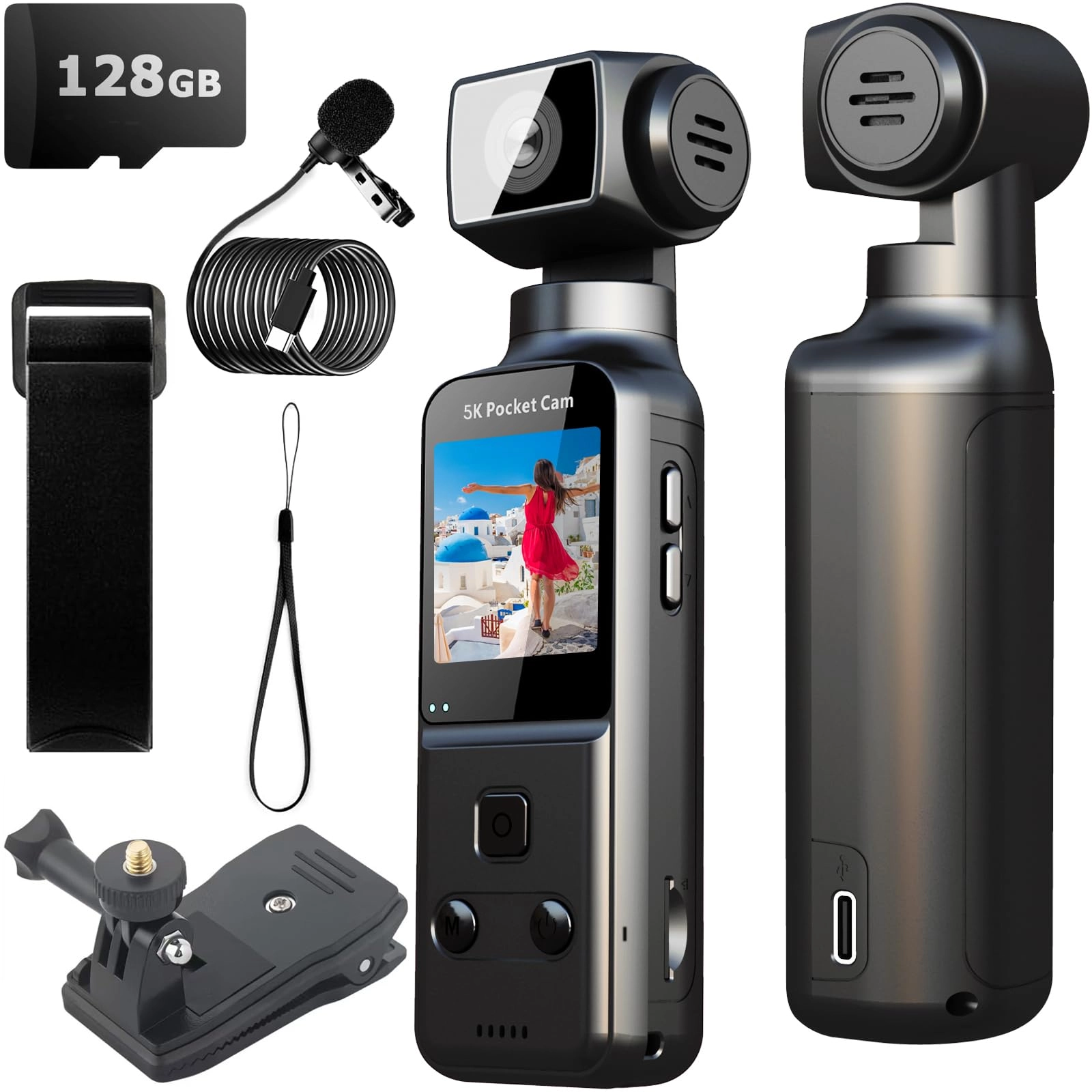 YONDENE 5K Mini Pocket Body Camera - 5K 128GB