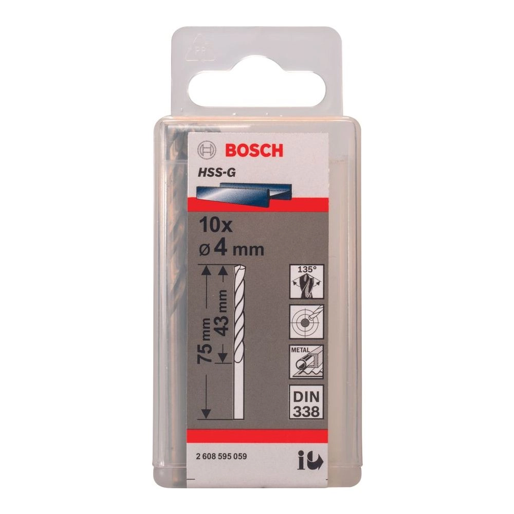 Bosch HSS-G Metal Drill Bits - 10 piece(s) 4.0 mm