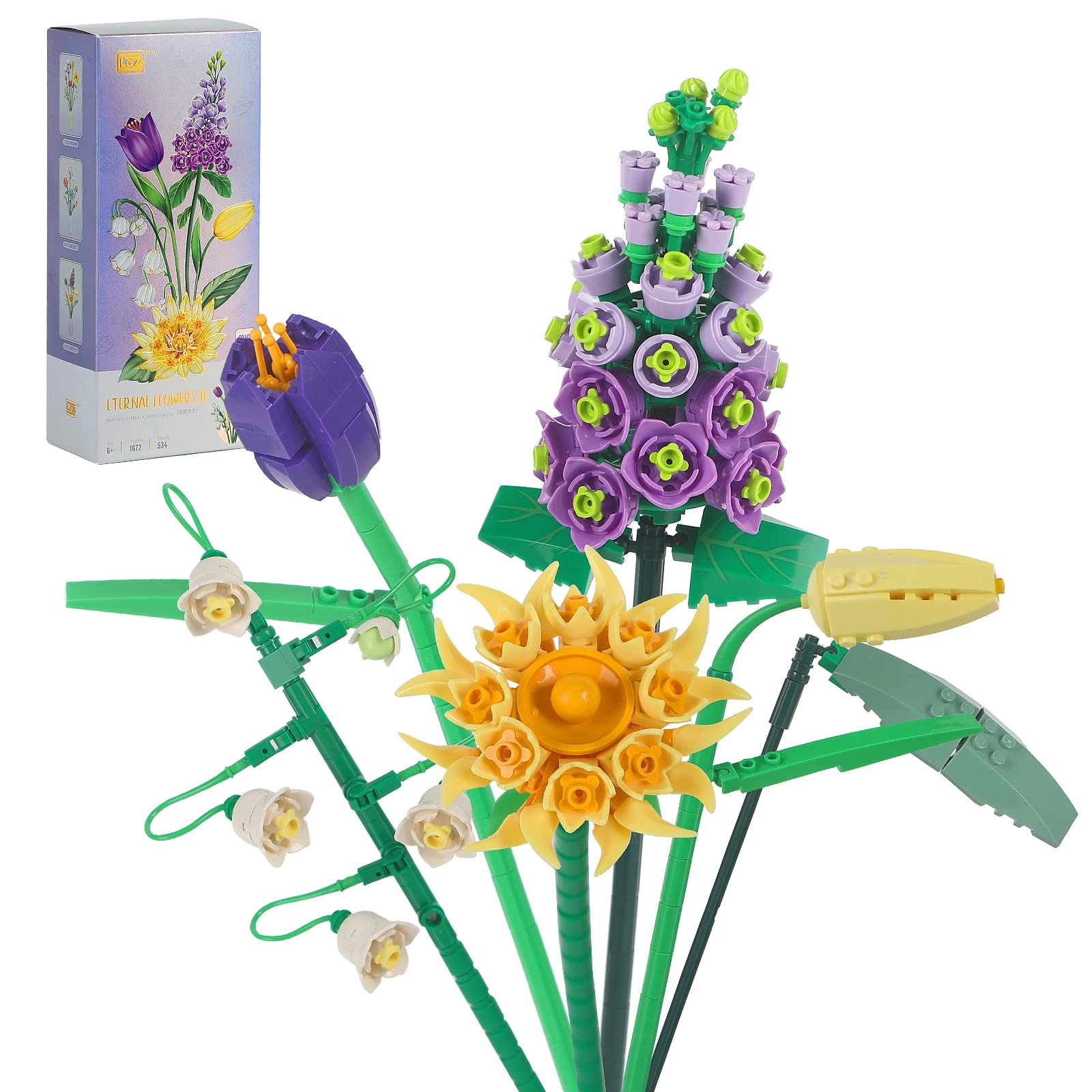 QLT QIAOLETONG Mini Bricks Flower Bouquet - 534 pcs
