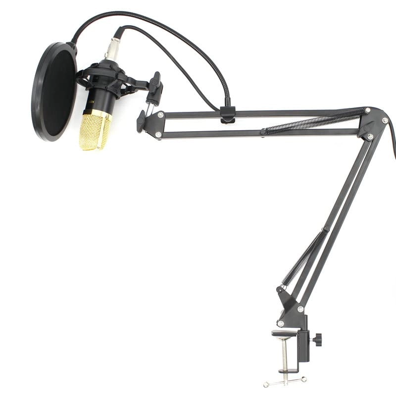 Microphone Suspension Scissor Arm Stand - Adjustable XLR Connector