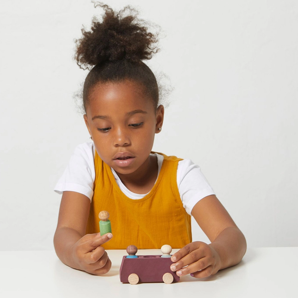 Wooden Bus - three wooden figures