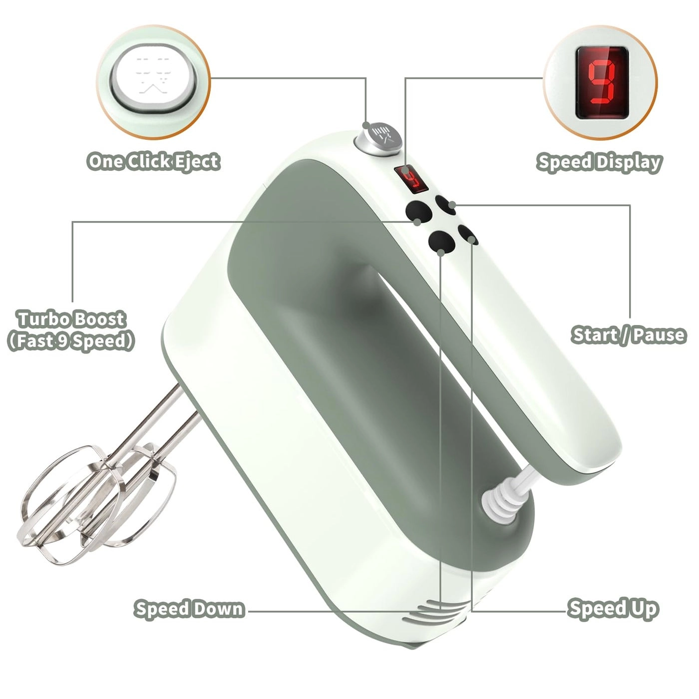 9Speed Digital Hand Mixer - 400W