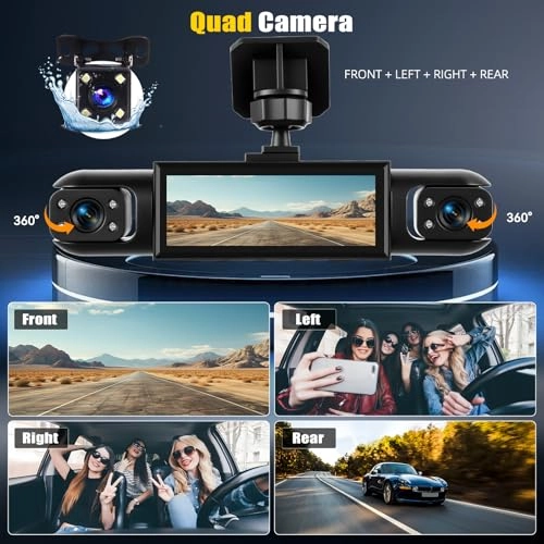 360° 4 Channel Car Dashcam - 1080p