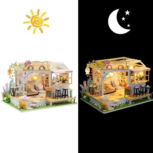 Cat Cafe Wooden Miniature Dollhouse Kit - 1:24