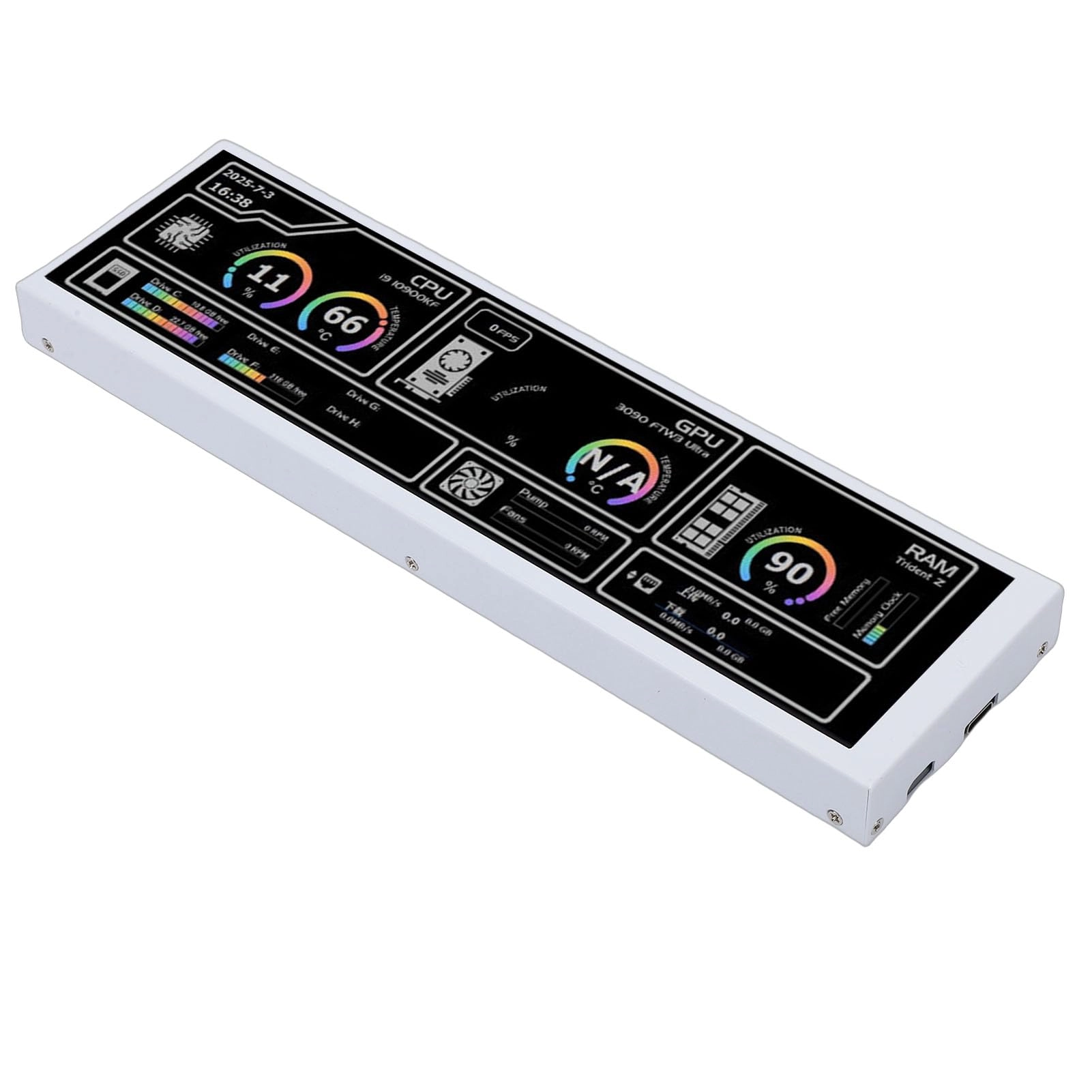 PC Temperature Display - Asixxsixskm9z1g68u 8.8 Inch 1920x480