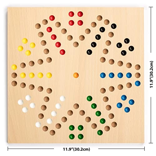 Reversible Ludo and Chinese Lady Halma - 2-in-1 Wood and Glass Marble 60 Pieces