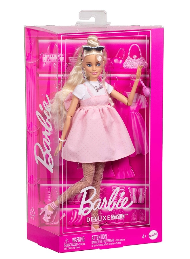 Barbie Deluxe Style Barbiecore Doll - Braided Hair Faux Fur Neck Top Ages 4+