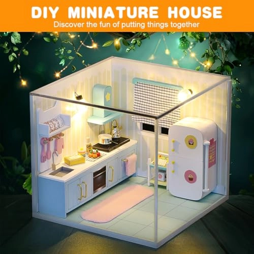 DIY Miniature Dollhouse Kit - mini kitchen
