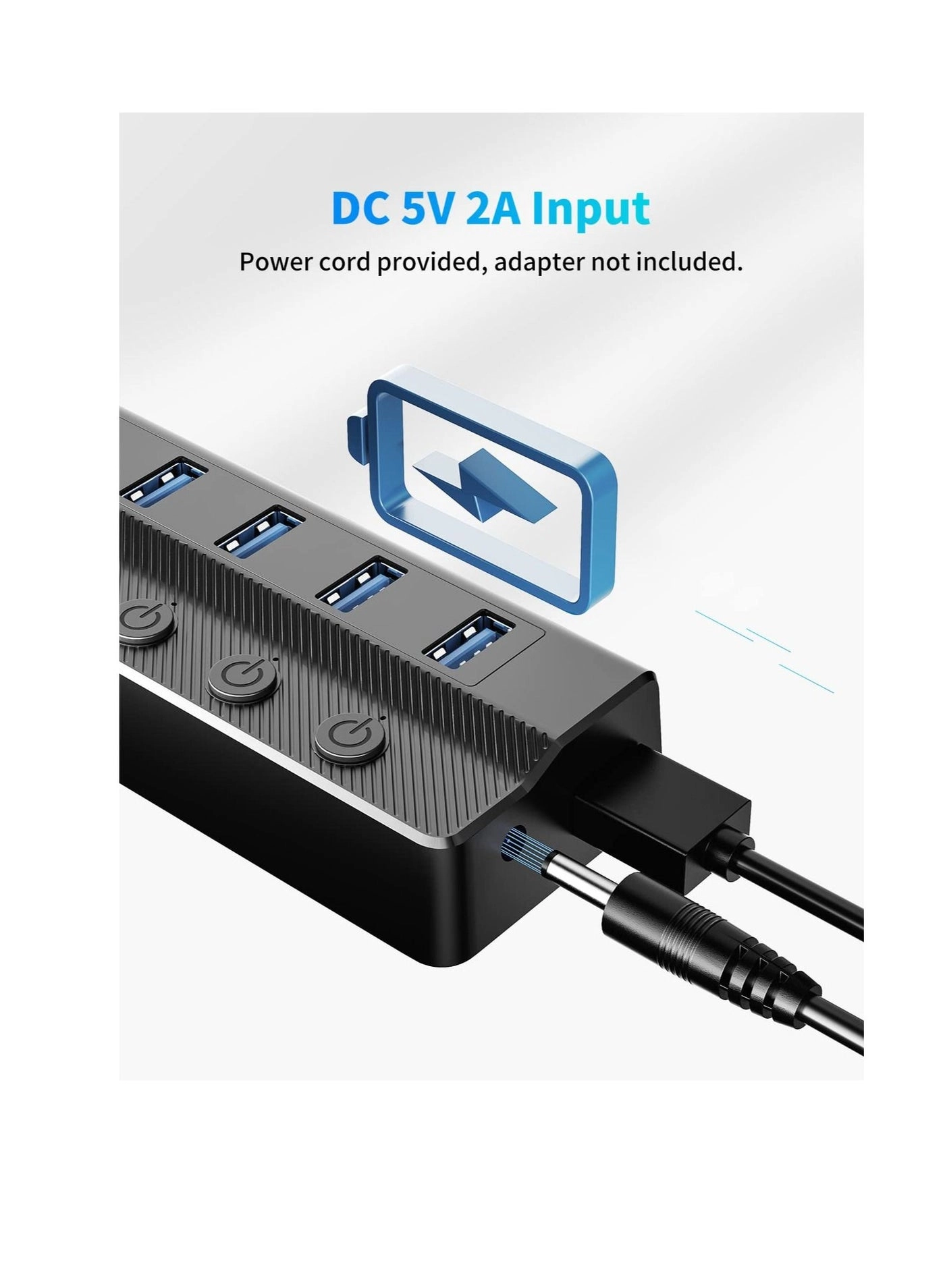 USB 3.0 Hub - 6-Port 5Gbps 3.3ft Cable