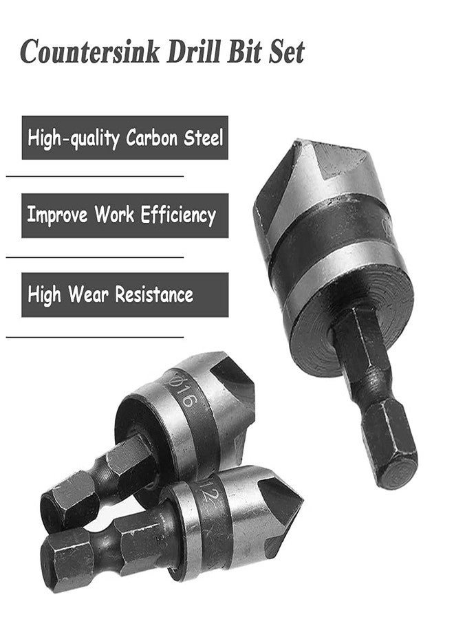 Chamfering Countersink Drill Bit - HSS 3 Pieces 12mm 16mm 19mm