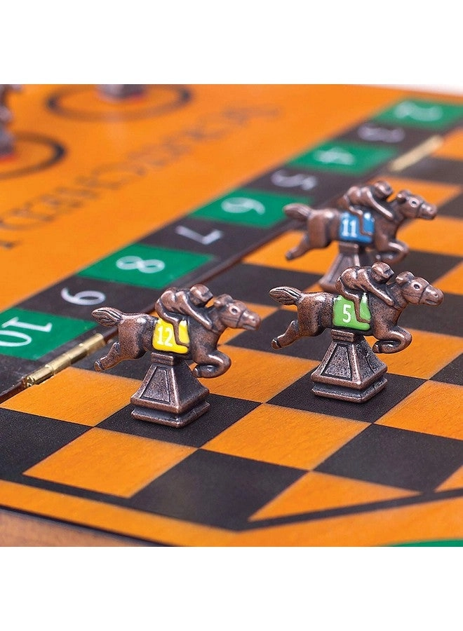 Derby Horse Race - Metal Game Pieces Wooden Keepsake Storage Box