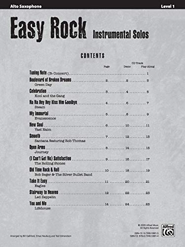 Easy Rock Instrumental Solos - Alto Saxophone