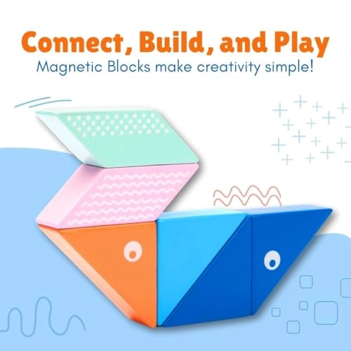 Magnetic Wooden Blocks - 36 months - 6 years 6 pieces