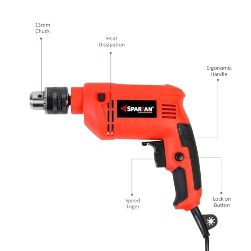 13mm Corded Drill Machine - 650W 2900RPM Reversible Variable Speed