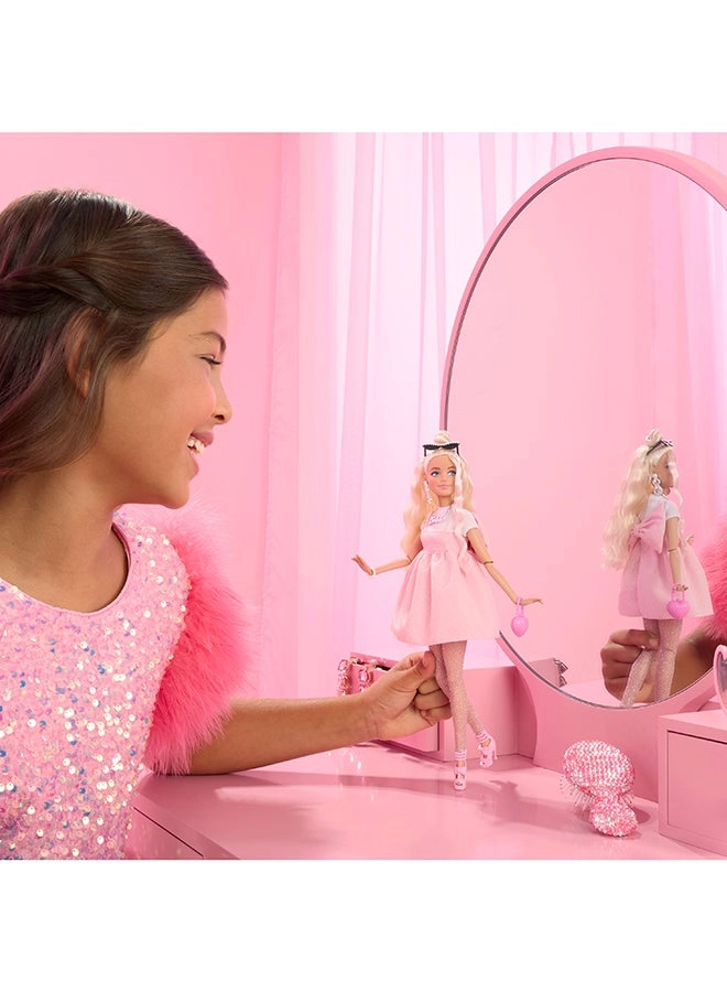 Barbie Deluxe Style Barbiecore Doll - Braided Hair Faux Fur Neck Top Ages 4+