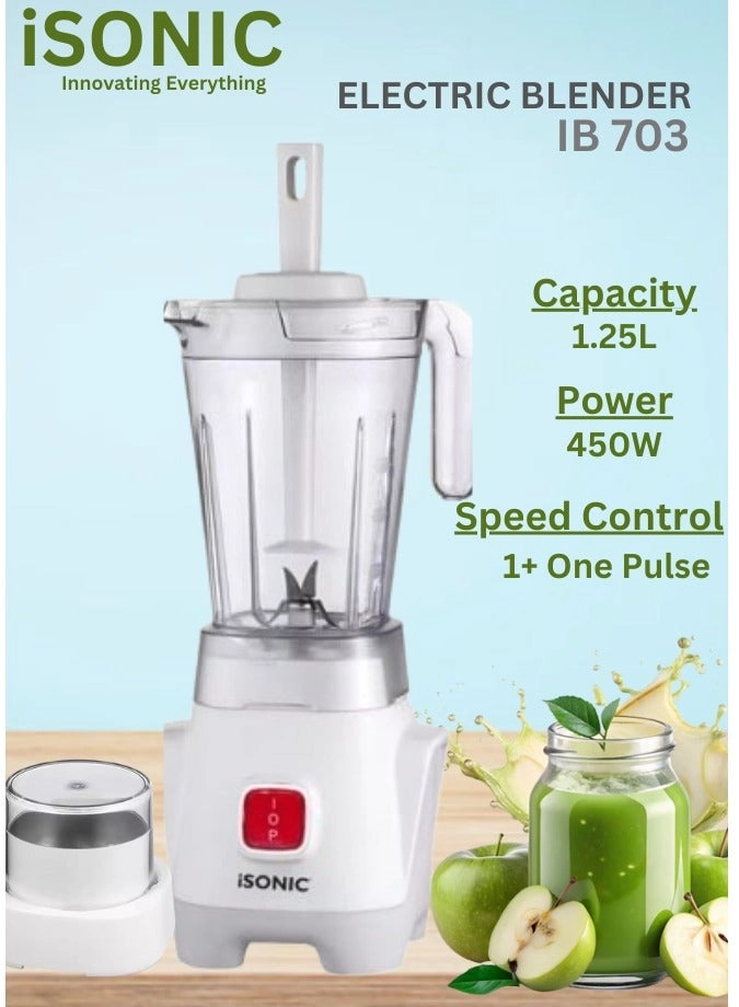 iB 703 - 3 IN 1 BLENDER - Grinder and Chopper attachments, Unbreakable jar