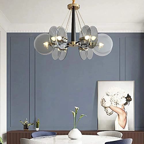 E14 Nordic Post-modern Creative Glass Chandelier - 8 head Soot cover
