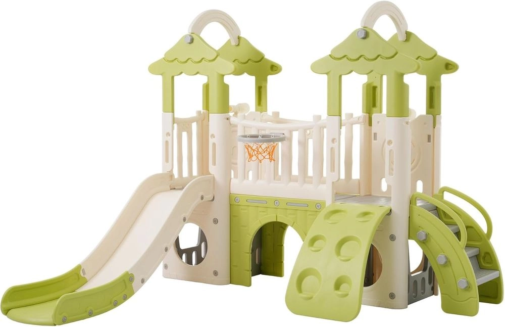 Kids Slide, Climber & Basketball Hoop - Indoor/Outdoor Suitable for 12 months+
