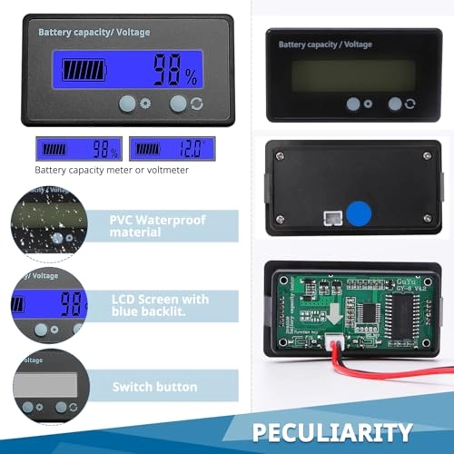 DC Battery Counter - 12V 24V 36V 48V Blue Light