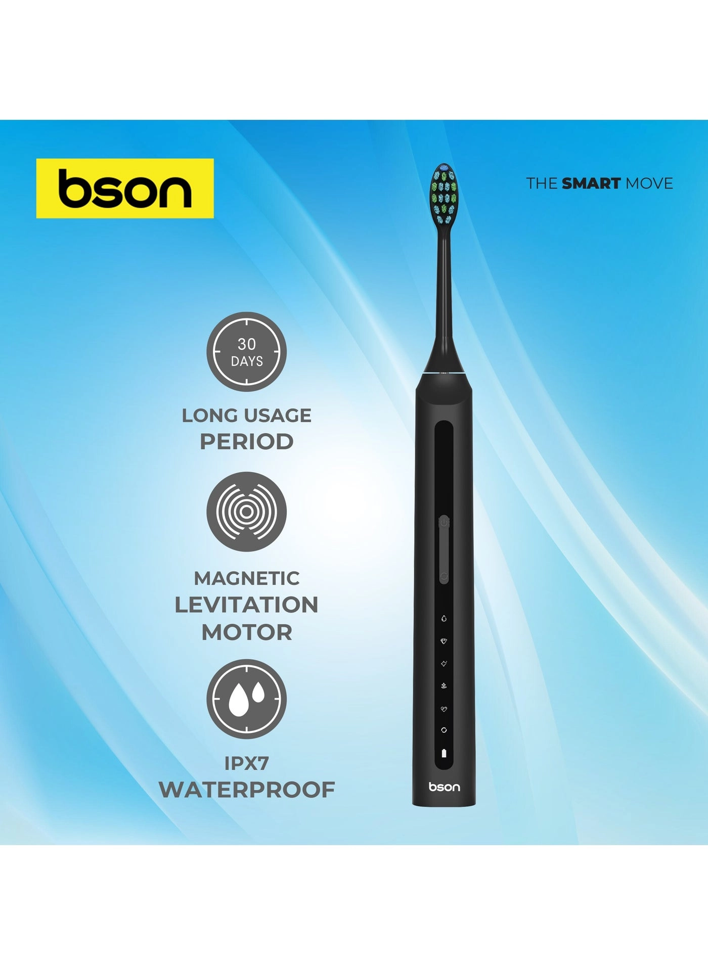 Super Sonic Toothbrush - 9X Whitening 30-Day Battery 40,000 SPM
