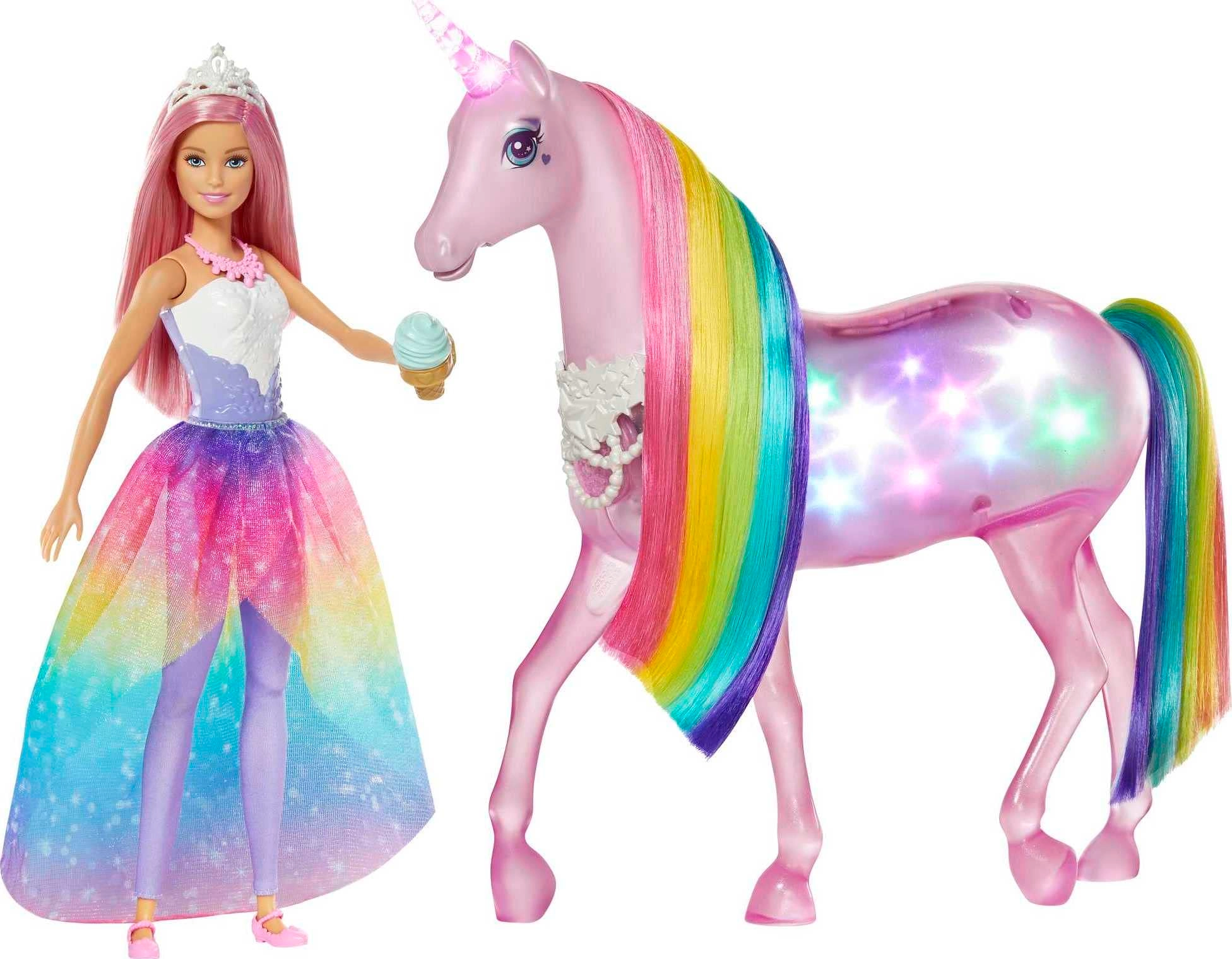 Barbie Dreamtopia Magical Lights Unicorn - Rainbow Mane Lights & Sounds Ages 3+