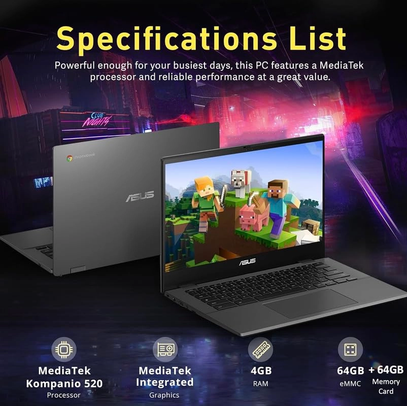 Chromebook CM14 CM1402CM2A - 14'' Kompanio 520 4GB DDR4 64GB eMMC