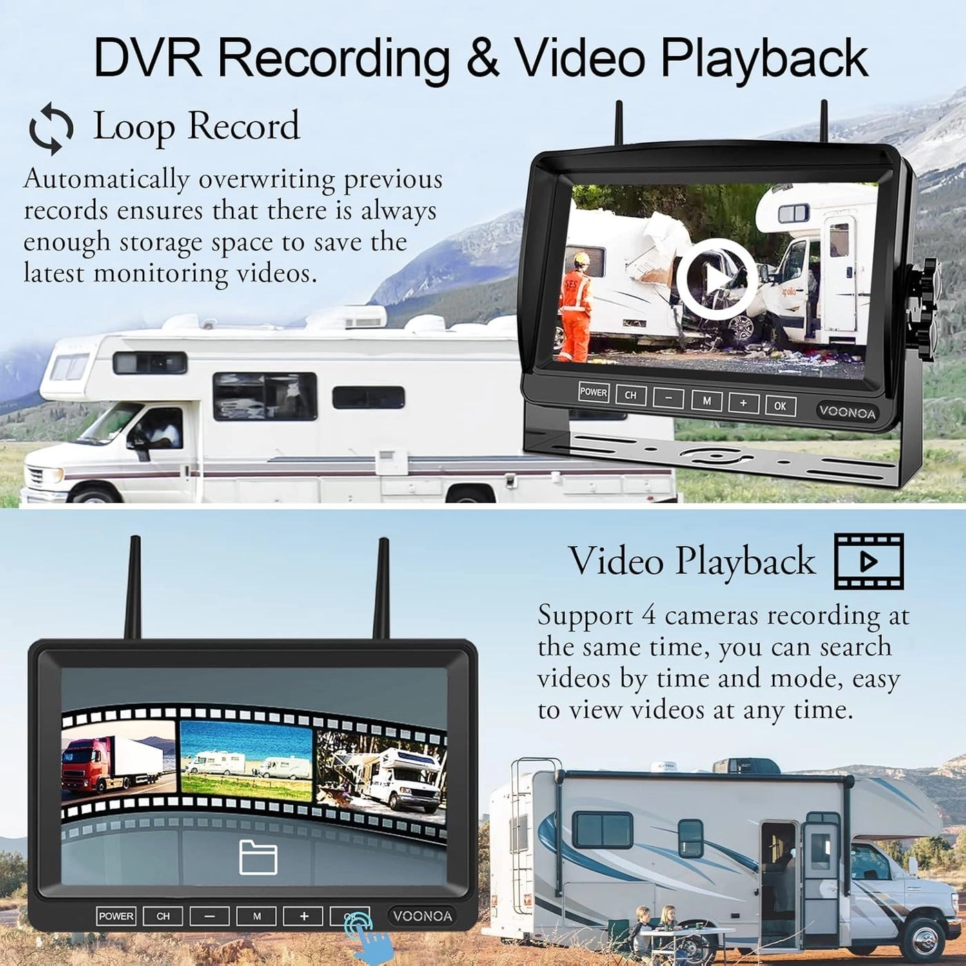 Wireless RV Camera System - Night vision 1080P