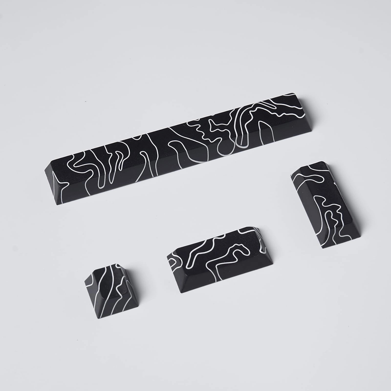 Gliging 4pcs Keycaps - Black Topographic PBT