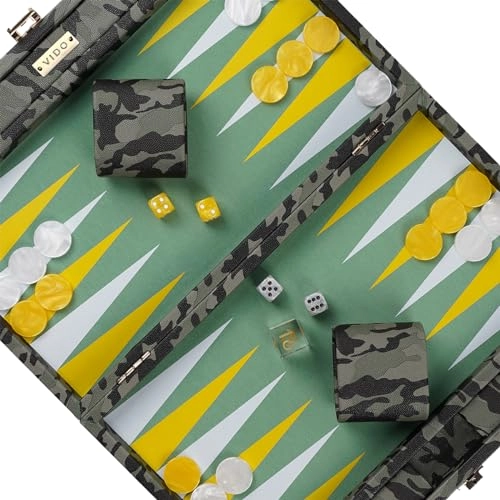 Backgammon Set - 15 inch Teal Green Alligator Vegan Leather