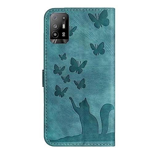 Cute Cat Case Wallet Embossed Flip Cover for OPPO A94 5G