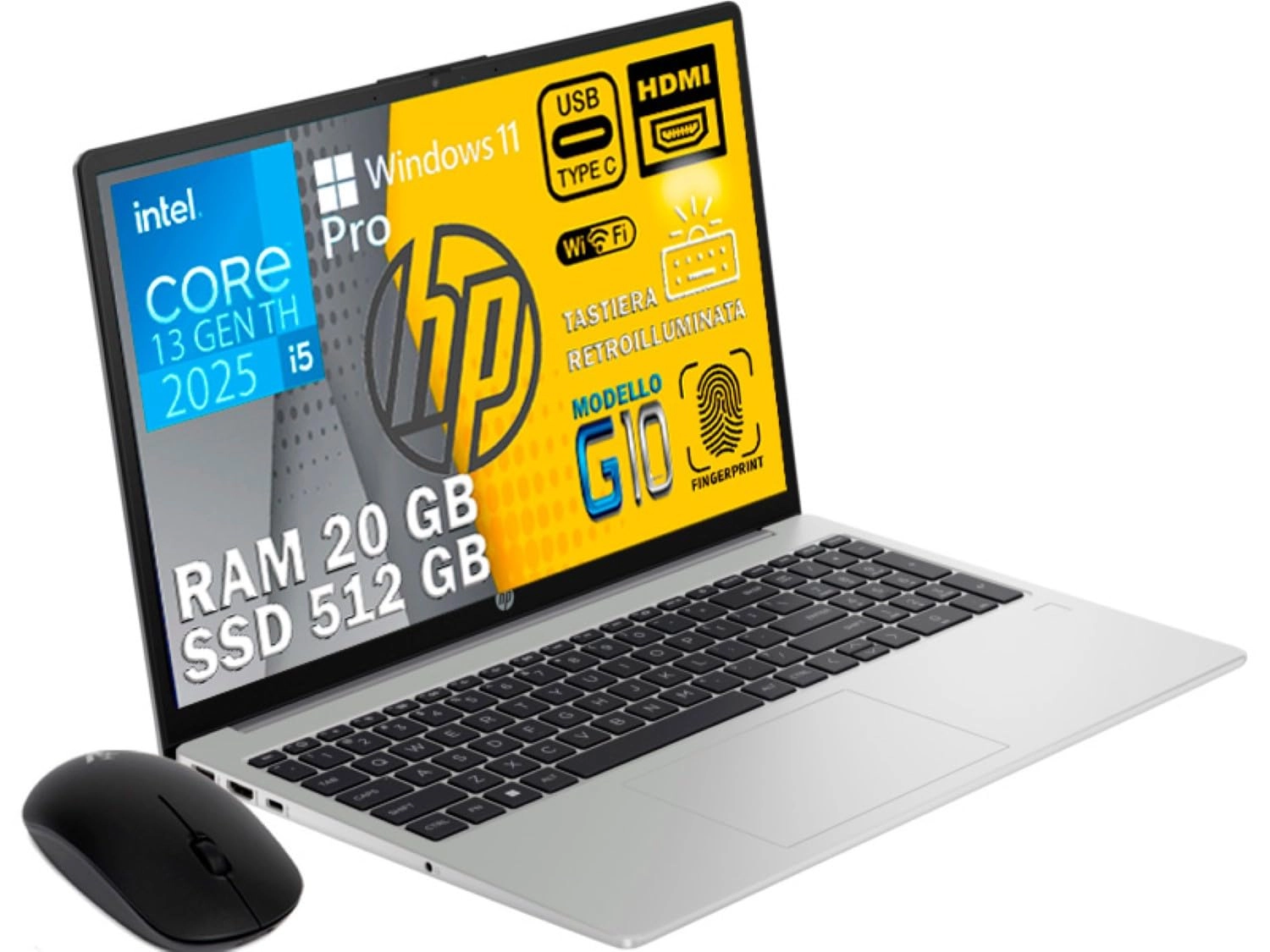 HP 250G10 A9ZX5ES - 15.6'' i5-1334U 8GB 512GB SSD