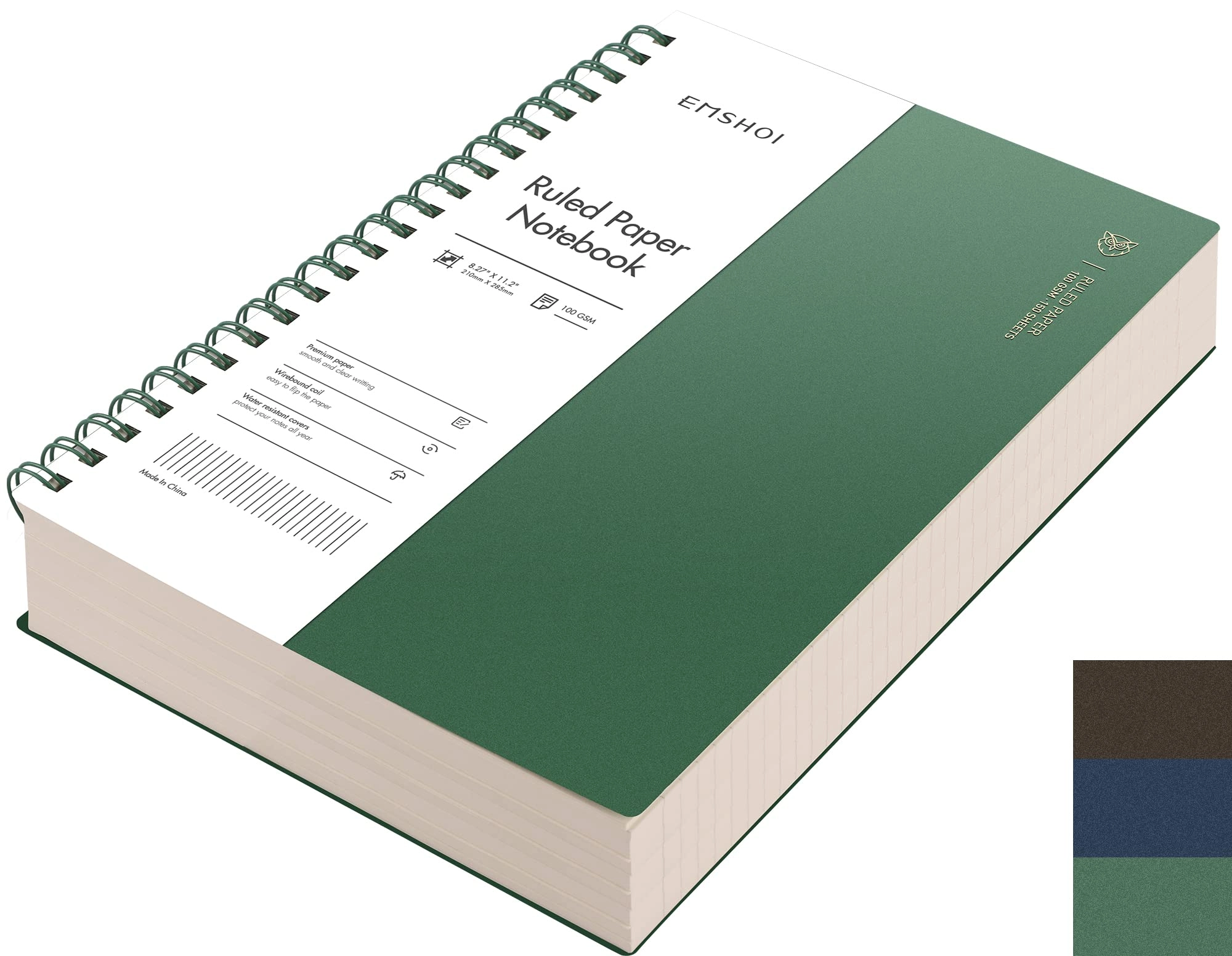 emshoi Notebook A4 Spiral - Lined 300 Pages