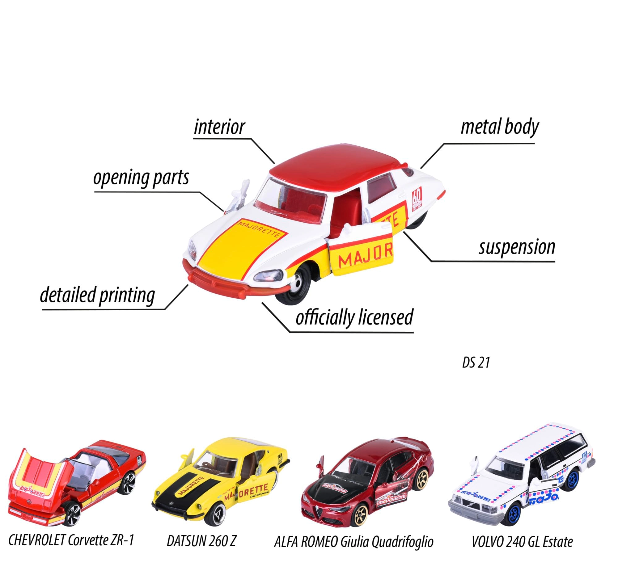 DS 21 + Datsun 260 Z + Volvo 240 GL + Corvette 1990 ZR-1 + Giulia - 5pcs