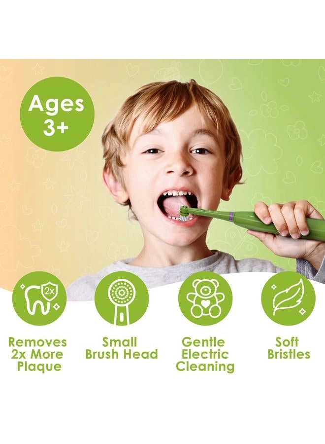 Kids’ Electric Toothbrush Set - Ages 3+ 2 Brush Heads 2-Minute Timer