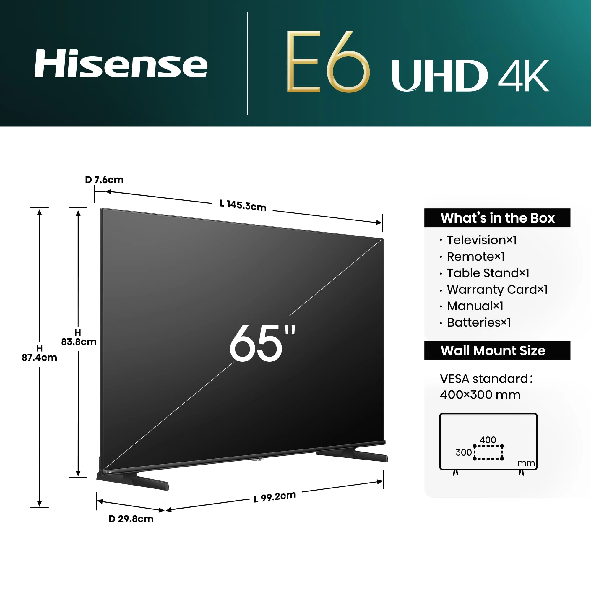 65E6N - 65 inches