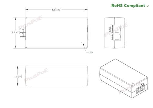 Gigabit PoE Injector - 24VDC 24W 1 RJ45 IEEE 802.3 10/100/1000