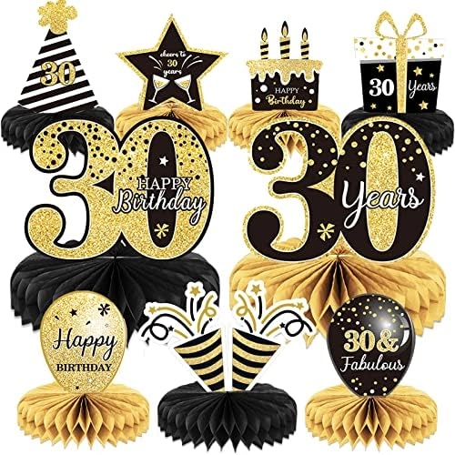 MZA STORES 30th Birthday Honeycomb Table Topper - 9 pieces