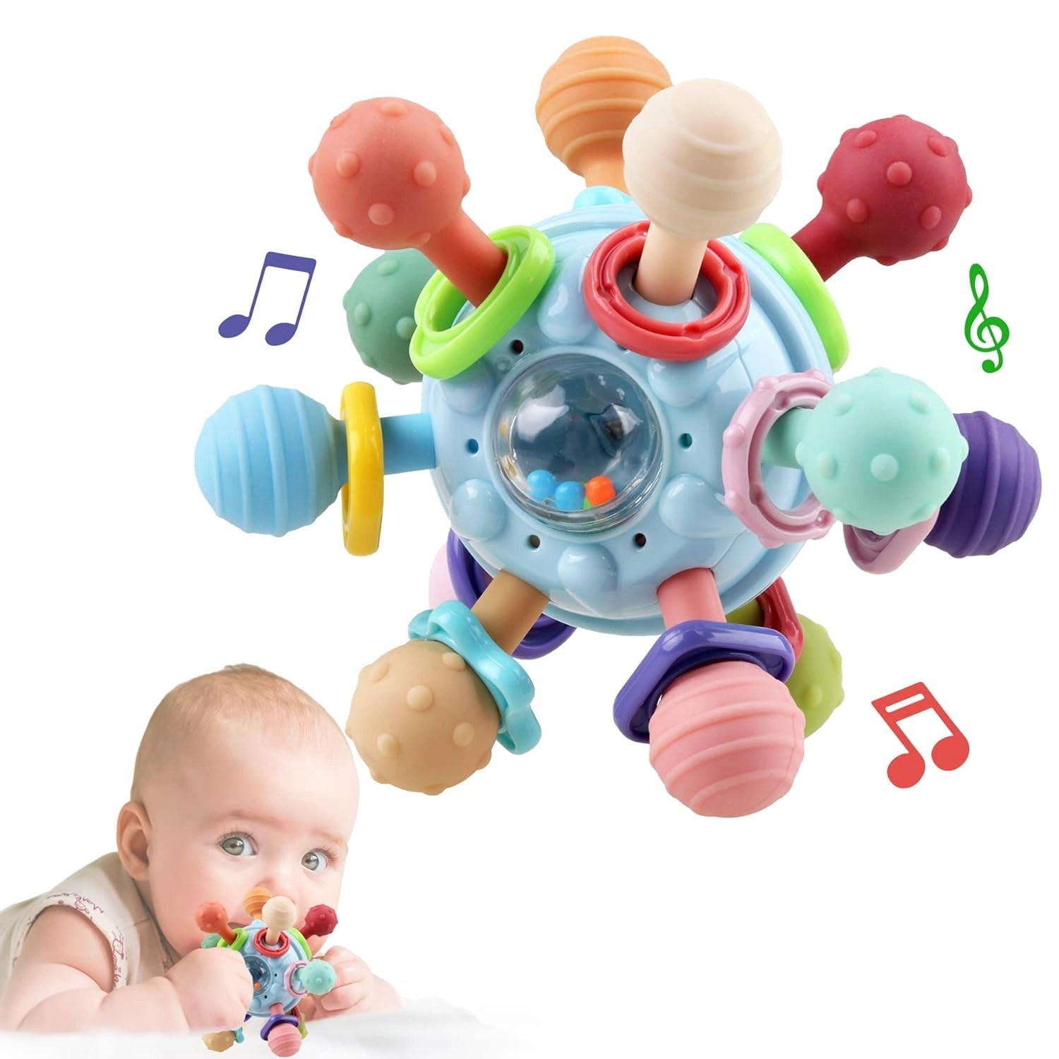 2 in 1 Teether - Beech Wood, Silicone