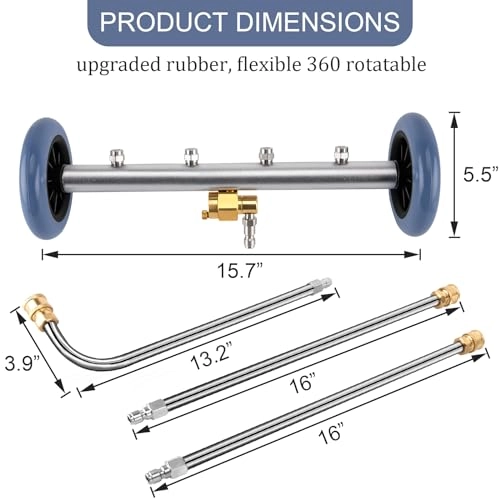 Undercarriage Pressure Washer Attachment - 2in1 16 Inch 4000 PSI