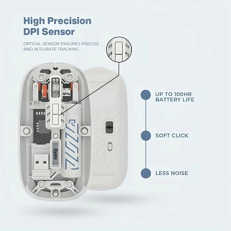 Diazo Rechargeable Wireless Mouse - 2.4Ghz Bluetooth 5.2