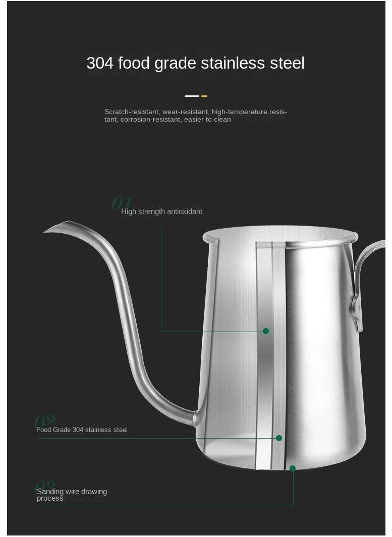 Long Mouth Kettle - 304 Stainless Steel Wooden Handle