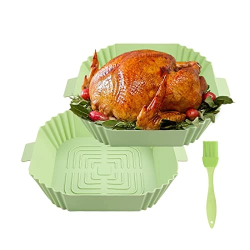Silicone Air Fryer Liners - 7.8Inches 2 Pcs Silicone Brush