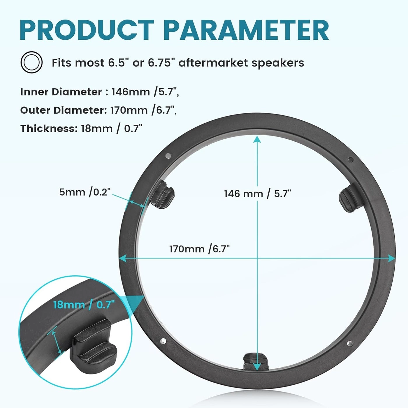 6.5 Inch Speaker Adapter Bracket Kit