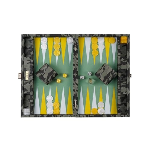 Backgammon Set - 15 inch Teal Green Alligator Vegan Leather