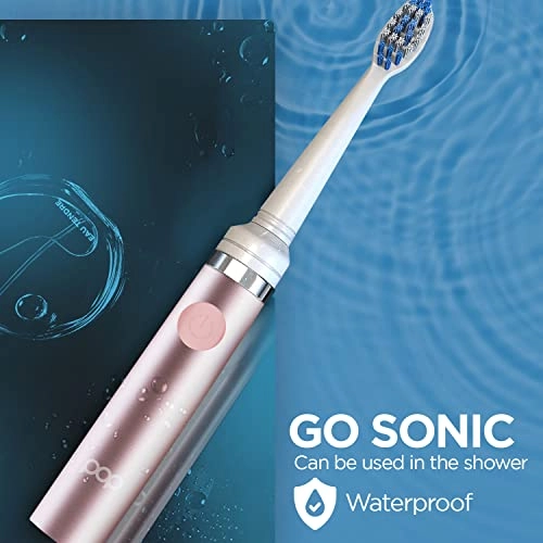 Electric Toothbrush - Metallic Rose Battery Powered 2 Speeds 15000-30000 strokes per minute