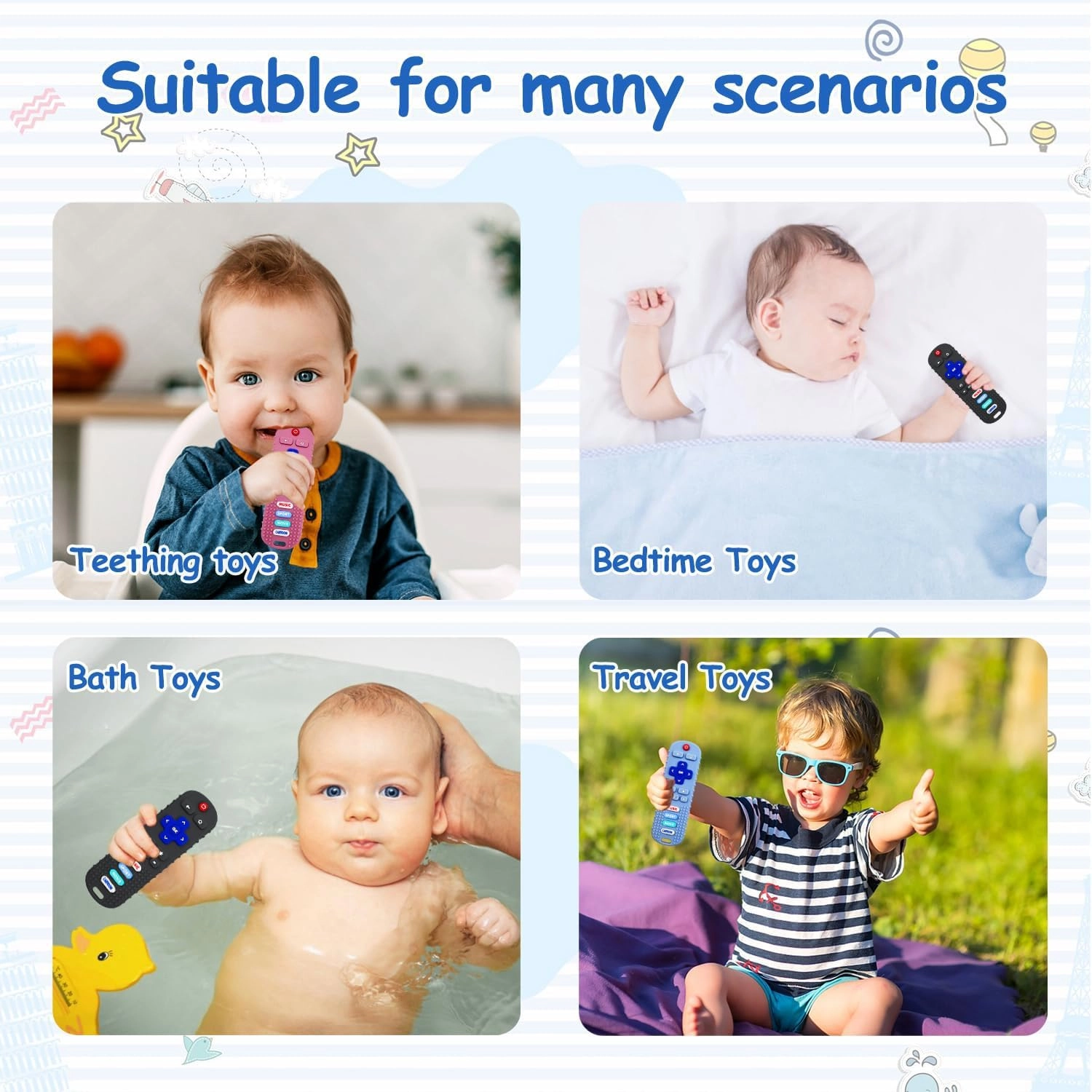 3 Pack Remote Control Shape Teethers - Silicone