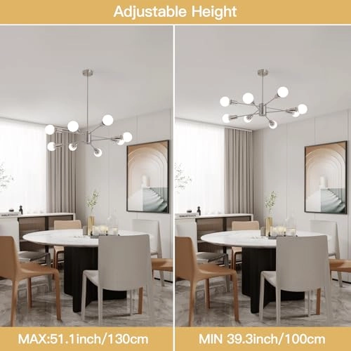 8-Light Sputnik Pendant Chandelier - 86cm-116cm