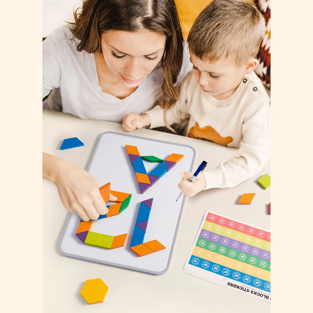Magnetic Wooden Geometry Blocks - 3+ 250 pieces