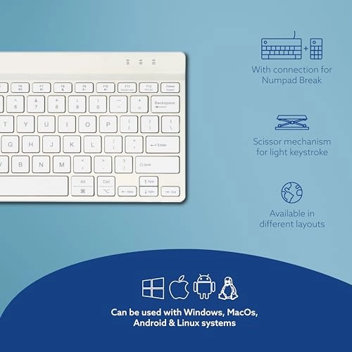 Compact Slim Ergonomic Wireless Keyboard - US Wireless